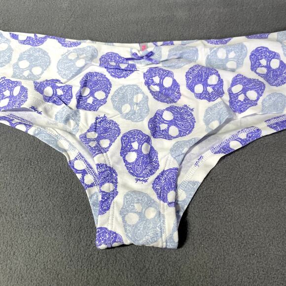 Victoria's Secret PINK 2013 Low Rise Cheekster Panty Purple Skulls Halloween - Picture 2 of 7